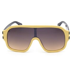 Oversized XL Shield Sunglasses Yellow Frame Trendy Outdoor Miami Beach Style New